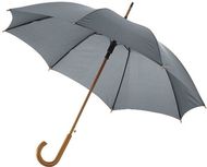 23" Kyle-sateenvarjo, automaattisesti avautuva, puinen varsi, harmaa liikelahja logopainatuksella